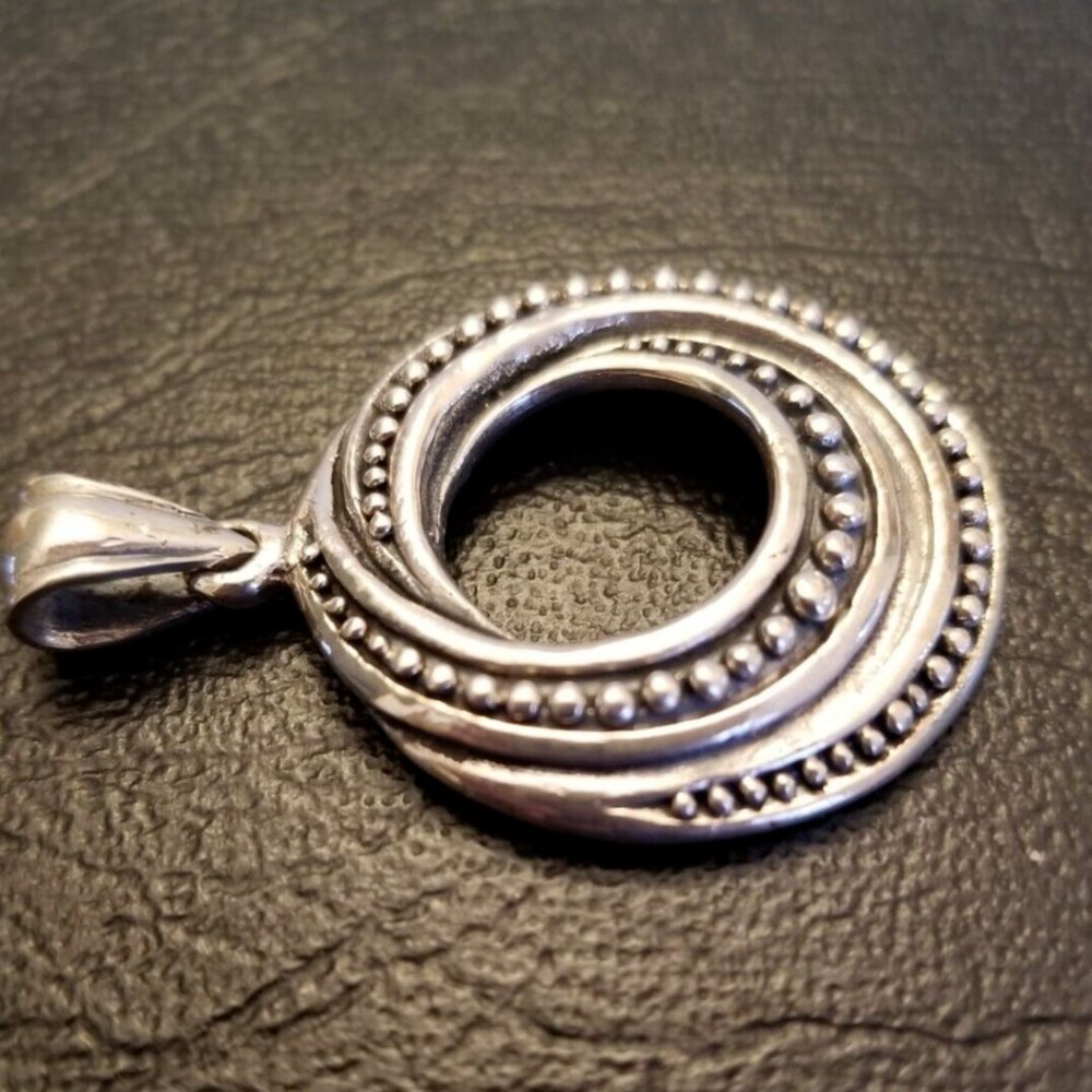 Solid 925 Sterling Silver Oxidized Round Open Cir… - image 7